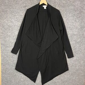 Wearables Black‎ Waterfall Open Front Long Sleeve Cardigan Sweater Women's XS
